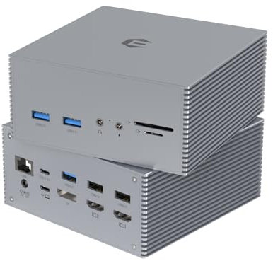 USB-C 4K a 30Hz Triple Display Base con Soporte de Carga para MacBook Pro y Windows USB 3.1 Gen2 Tipo C Sistemas (2 HDMI,DP,7 Puertos USB, 60 W USB PD)