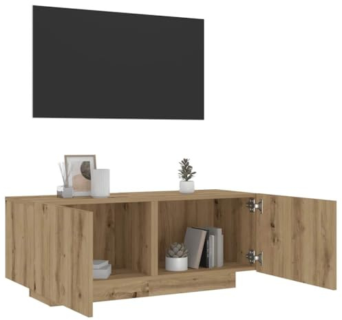 Rantry Meuble TV avec LED artisanal, 160 x 35 x 40 cm, en aggloméré, meuble TV meuble bas pour TV pour table de salon industriel, meuble TV salon