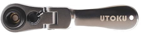 UTOKU 1/4 Inch Ratchet Wrench and Bit Driver, 72-Tooth Reversible Ratchet, 5 Degree, Mini 1/4 Ratchet Drive, Flexible Head Wrench, CR-V Steel Quarter Inch Small Ratchet Wrench (Silver color)