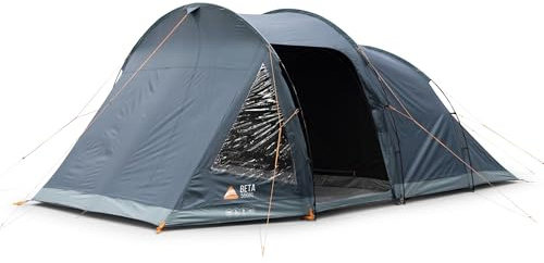 Vango Beta Tent with Darkened Bedrooms, Separate Living Area, Easy to Pitch, Tunnel, Spacious, Family Camping, Festivals, 4000mm HH