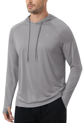Tyhengta Men's Hoodie Long Sleeve UV Protection T-Shirt Lightweight Swimming Shirt Sun Protection Tops Hooded T-Shirt