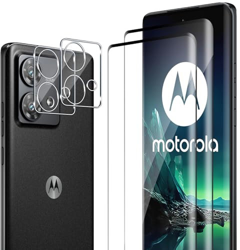 ELYCO Compatibile con Motorola Moto Edge 40 Neo Vetro Temperato, 2 x 3D Pellicola Protettiva + 2 x Pellicola Fotocamera, 9H Durezza Anti-Graffo/Anti-Olio/Anti-Impronta Niente Bolle Schermo Pellicola