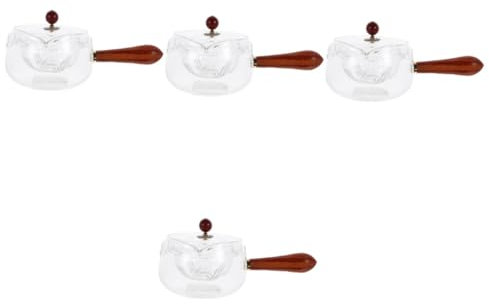 Alipis 4piezas Tetera De Vidrio De Borosilicato Grados Con Mango Lateral Infusor Para Diseño Elegante y Práctico Para De Casa