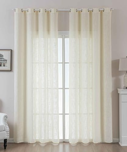 2er Set Gardinen Ösen Grobfaser »Seoul« HxB 245x140 cm Creme Ösen Linenlook-Struktur Uni Halbransparent Blickdicht 2024110-2