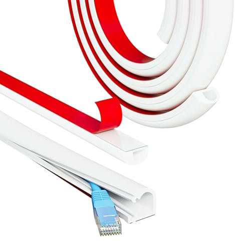 Lotnery 1M White Cable trunking Self-Adhesive Cable Trunking for Electric Cables Kit - TV Cable Covers Hider For Wires Wall, Flexible Wire Covers Hider For Cables in Home & Office