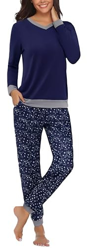 Aseniza Women's Pyjamas Sets Cotton Long Sleeve Checked Pjs | Soft Loungewear Sleepwear Nightwear Two Piece Top & Pants for Ladies