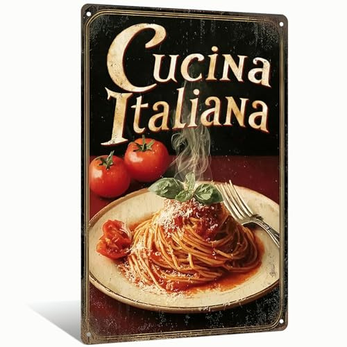 Cucina Italiana Vintage Metal Tin Sign Kitchen Decor Italian Food Wall Art Decor Funny Bar Cafe Restaurant Home Decor 8x12 Inch (25142)