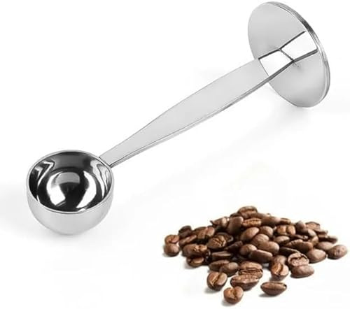 Silver Coffee Scoop Portable Stainless Steel Stand 2 in 1 Coffee Powder Measuring Scoops Tamper Spoon Tools,Coffee, Tea and Espresso,Kitchen and Dining Tools