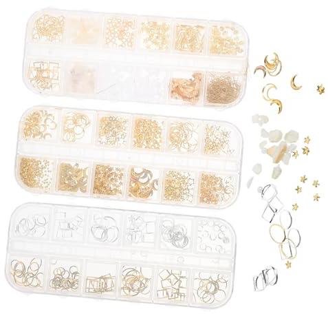 ORFOFE 3 Boxen Fächer Metall Mix Epoxidharz Füllmaterial DIY Schmuckherstellung Harzfüllung Zubehör Boxen für Resin Casting Langlebig Hautfreundlich Vielseitig Einsetzbar für Kreative