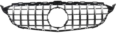 Kühlergrill Vorne Für Benz W205 C250 C300 2015-2018 Chrom Schwarz Frontstoßstangengrill GT Style Racing Grill Ohne Kameraloch Frontgrillgitter