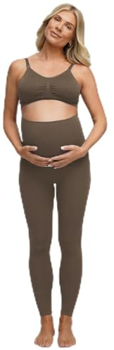 CFab Schwangerschafts Leggings Damen nahtlos mit hohem Bund | Weicher Viskose Stretch mit flexiblem Bauch Einsatz für sanften Halt und Komfort während der gesamten Schwangerschaft
