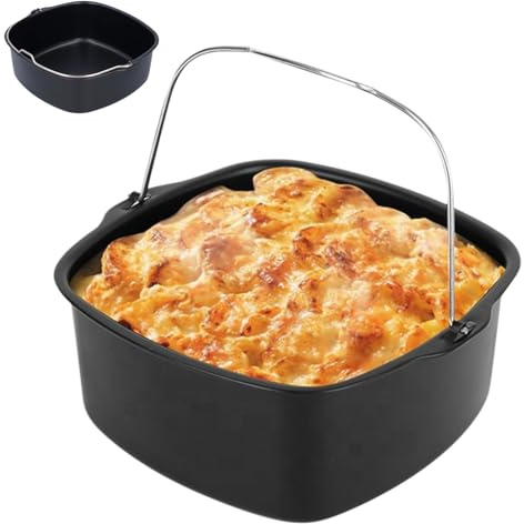 Heißluftfritteuse Form Hitzebeständig, 22cm Airfryer Zubehör Backform Kuchenform Kuchenpfanne Brotbackkorb Kuchenfass-Fritteuse für HD9925 HD9860 HD9905 01
