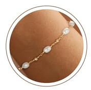 Fezodo Armband Damen Gold, Perlenarmband Damen Wasserfes Armband Perlen Layering Armbänder Armkette Perlenschmuck, Gold Schmuck Hochzeit Geschenk für Frauen Freundin Mutter Tochter
