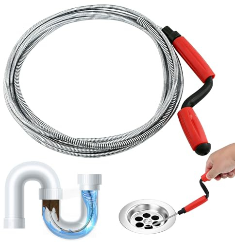 DARENYI Rohrreinigungsspirale 5m x 6mm Abflussreiniger Spirale | Flexible Universal Spirale Abfluss Rohrreinigung für Hartnäckige Verstopfungen, Küche, Waschbecken, Toilette, Badewanne