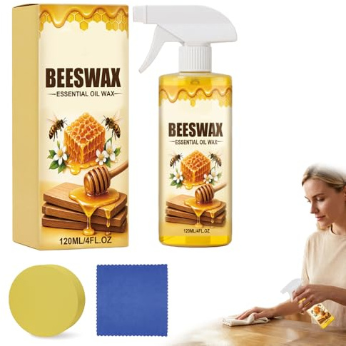 Bienenwachs Spray für Holzmöbel, 2026 Neu Holzwachs Möbelpolitur, Wood Polish, Bienenwachsspray, Natürliche Holzpflege & Möbelpolitur für Massivholz, Kratzerreparatur & Auffrischungsspray (1)