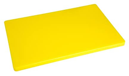 Hygiplas Thick Low Density Chopping Board, Size: 450x300x20 mm, Colour Coded Yellow for Cooked Meats Prep, LDPE Cutting Board, Dishwasher Safe, Non-Toxic & Non-Absorbent, DM002