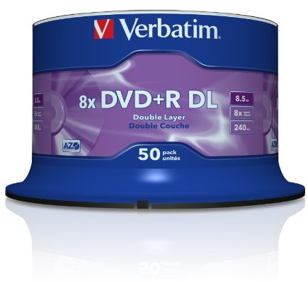 Verbatim DVD+R Double Layer Matt Silver Spindle Pack of 50