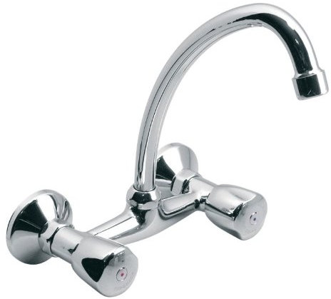 Vado WAR-254G/CD-C/P Chrome Double Handle Two Hole Sink Mixer with