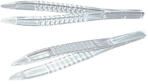Pinzette monouso in plastica, trasparenti, 12,5 cm, 100 pz