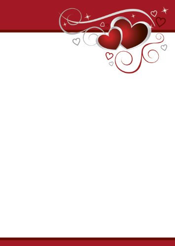 100 Blatt Briefpapier rote Herzen/Love Motivpapier DIN A4 90 g/m² 5783