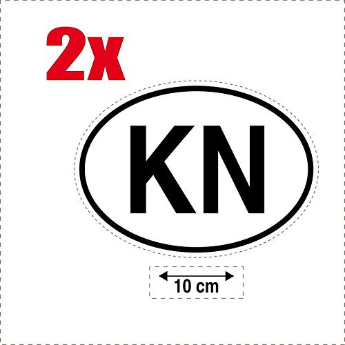 SAFIRMES 2 x Aufkleber Flagge Oval Ländercode Auto Motorrad KN-Groenland-Kalaalit-Nunaat