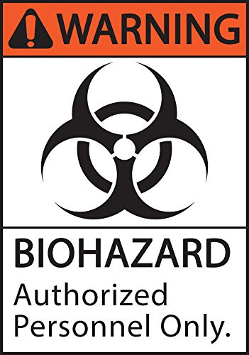 ZING 1924 Eco Sicherheitsschild, Warning Biohazard Authorized Personnel Only, recycelter Kunststoff, 25,4 cm H x 17,8 cm B, Schwarz, Orange, Weiß