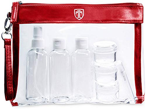 TRAVANDO Kulturbeutel durchsichtig 100ml 1l Kosmetiktasche transparent Kulturtasche Flüssigkeiten Reiseset Handgepäck Flugzeug Reise Flaschen Handgepäck Beutel Zipper Reisebeutel Tasche Zip Behälter