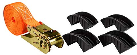 LAS 10299 Spanngurt mit Ratsche, mit Kantenschutz, 25mm x 5m, 500Kg, Schwarz