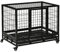 PawHut 38 Heavy Duty Metal Dog Kennel Pet Cage with Crate Tray and Wheels - Black (Medium)