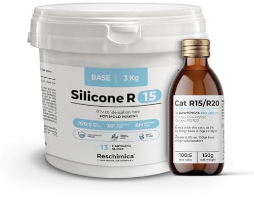 Goma de Silicona Líquida R15 Para Moldes de Silicona Blanda, Endurecimiento Rápido, Ideal Para Hacer Moldes DIY de Resina, Cera, Yeso y Hormigón (3 kg)