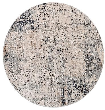 RugVista, Atlas, Teppich, Mittelflor Teppich, ∅ 200 cm, Rund, Modern, Oeko-Tex Standard 100, Polyester, Flur, Schlafzimmer, Küche, Wohnzimmer, Dunkelgrau/Beige, Off White