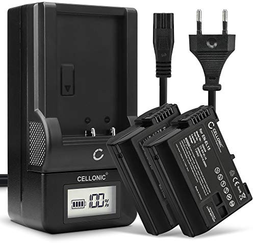 CELLONIC 2x Battery for Camera Compatible with Nikon Coolpix 5000, Coolpix 5700, Coolpix 4500, EN-EL1 - (750mAh, 7.4V) + Charger