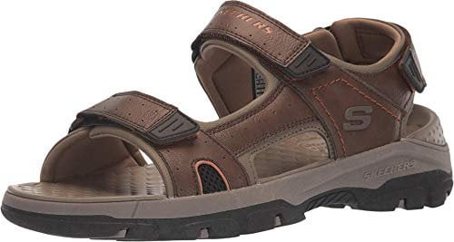 Skechers 204106 Hombre Sandalias de Punta Descubierta, Marrón (Brown Synthetic Brn), 43 EU