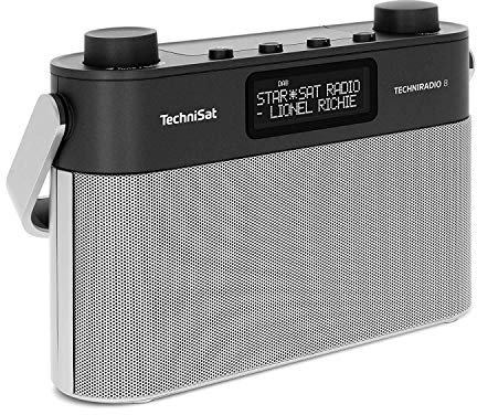 TechniSat TECHNIRADIO 8 - Portables Digitalradio mit Tragegriff (DAB+, UKW, Stereo, Sprachansagen, Radiowecker, Kopfhöreranschluss, Netz- und Batteriebetrieb, 6 Watt ) schwarz/silber
