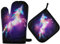 Mnsruu Topflappen-Set für die Küche, Einhorn, Galaxie, Ofenhandschuhe, Handschuhe, Isolierung, 300 Grad, weiches Baumwollfutter und rutschfeste Oberfläche, sicher zum Backen, Kochen, Grillen