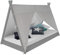 Homestyle4u 1967, Kinderbett 90x200 cm, Tipi Bett Grau Weiß, Tipi Zelt Mit Sterne, Holz Kiefer