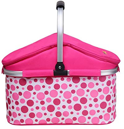 Faltbar Isoliertasche Picknickkorb Kühlkorb Lunch Camping Reisen Einkauf mit Aluminiumgriff Handle (Color : Pink)