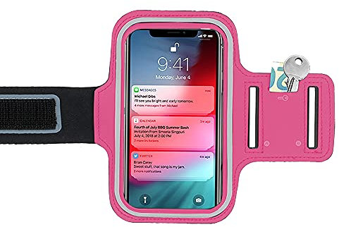 N NEWTOP Fascia FTN03 Cover Custodia da Braccio Sportiva Riflettente Armband Fitness Porta Cellulare Universale Compatibile con Smartphone da 3.5” a 5” Pollici (Fucsia)