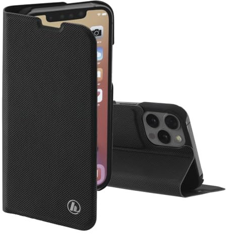 Hama Handytasche für Apple iPhone 13 Pro Max „Slim Pro“ (Schutzhülle mit Geldbörse 2x Kartenfach, klappbare iPhone 13 Pro Max Hülle mit Magnetverschluss und Standfunktion) schwarz