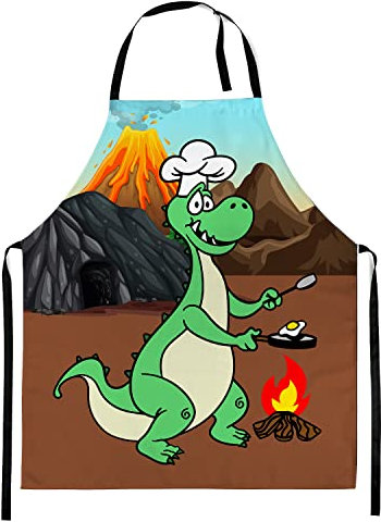 Delantal de cocina personalizado para niños y niñas con cierre Dino [099]