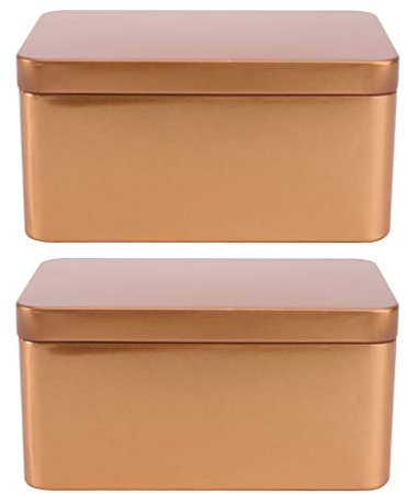DOITOOL Metal Tin Boxes with Lids: 2PCS Tins Containers Rectangular Empty Tins Mini Metal Box Small Storage Box for Home Kitchen Office School Supplies - 13 x 6 x 8cm