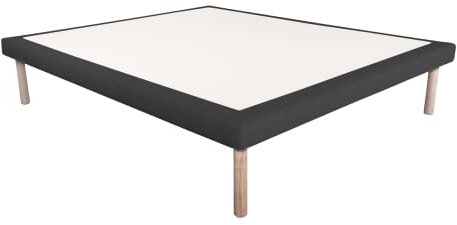 EVERGREENWEB - Sommier Tapissier avec Pieds Solide et Confortable Montage Rapide et Facile - Sommier 140x200 cm a Lattes |Cadre de lit de qualité supérieure| Revêtement Tissu Noire