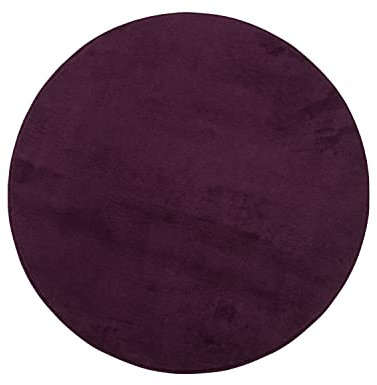 Gözze - Premium Rutschfester Runder Badezimmerteppich, RIO, 100% Microfaser, Ø 110 cm - Beere