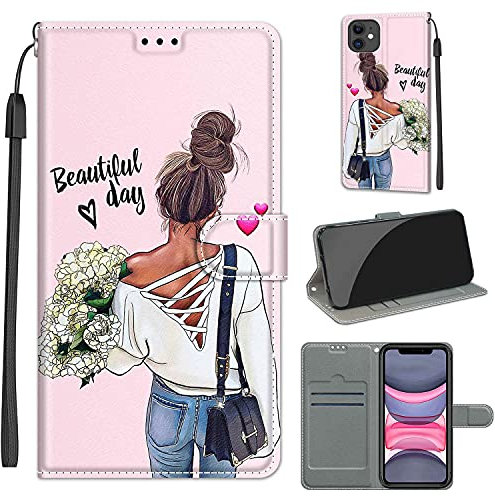 TOMYOU Compatible with iPhone 11 Case, High-grade Pattern Design Leather Flip Wallet Phone Case Cover for Apple iPhone 11