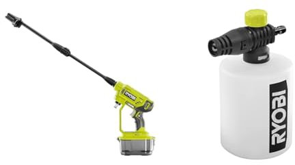 Ryobi - Pistolet Haute Pression 18V - 22 Bars - 182 L - buse 3-en-1 - kit de siphonnage 6 m Inclus avec crépine et Filtre intégrés - Vendu sans Batterie ni Chargeur & Buse détergent 750 ml