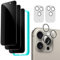 ESR für Panzerglas für iPhone 15 Pro Max Display Sichtschutz Set, Anti Spy Displayschutz aus gehärtetem Glas, mikrogekrümmte Kanten, hüllenfreundlich, 3 Stück mit 2 Sätzen individuellem Kamera Schutz