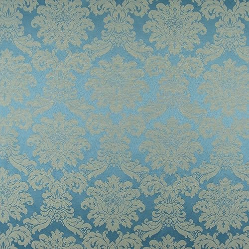 Dekostoff Jacquard Ornamente taubenblau