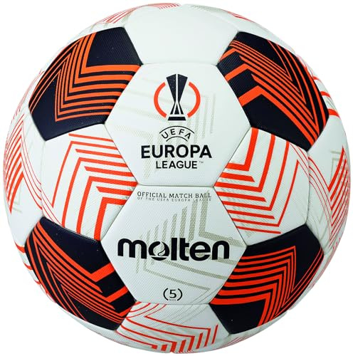 Molten 5000 UEL Fußball, UEFA Europa League Offizieller Spielball, Acentec Genauigkeitsverbesserung, verklebte, Matte Textur, FIFA Qualität Pro Ultimate, Größe 5, für Jungen und Mädchen ab 14 Jahren