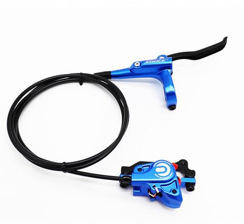 Meteorolite MTB Front Hydraulic Disc Brakes, Blue Aluminum Alloy Hydraulic Brakes for Mountain Bike Right Rear 1700mm Hydraulic Bicycle Brakes with is/PM Adapter Fit 160mm Rotor