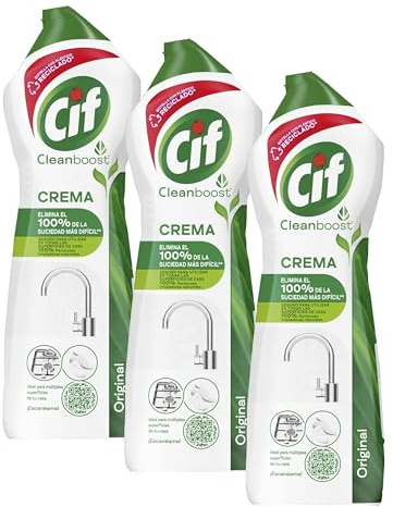 Cif Original Crema Limpiadora de Superficies Multiusos 100% Eficaz contra la Suciedad más dificil 750 ml. 3 Unidades